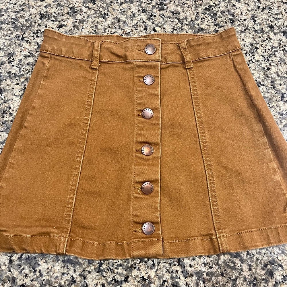 Forever 21 Tan Button-Up Mini Skirt